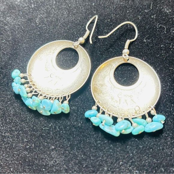 Vintage Relios Carolyn Pollack Earrings Southwestern Sterling Turquoise … - Picture 8 of 10